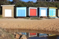 Beach Hut Reflections Royalty Free Stock Images