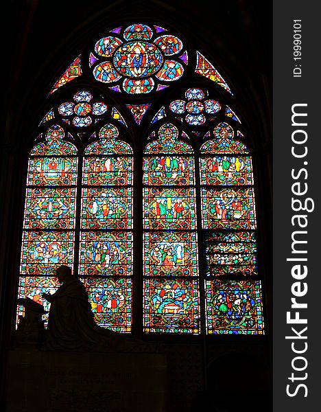 Stained-glass window of Notre Dame de Paris