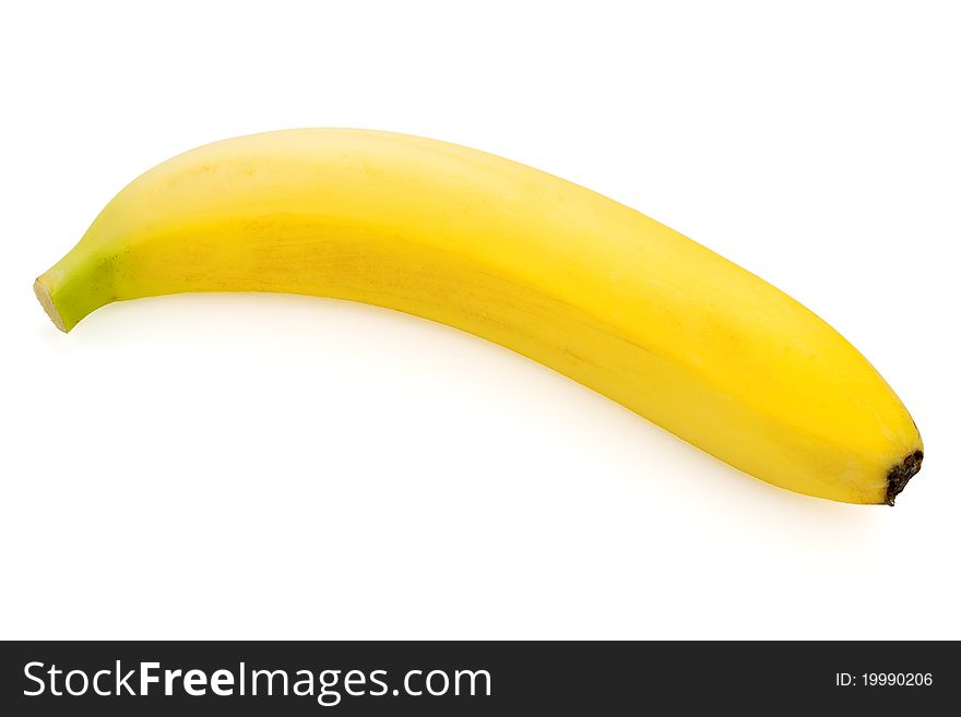 Ripe bananas on white background