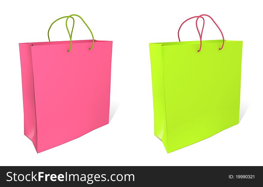 Empty shopping bag on white background