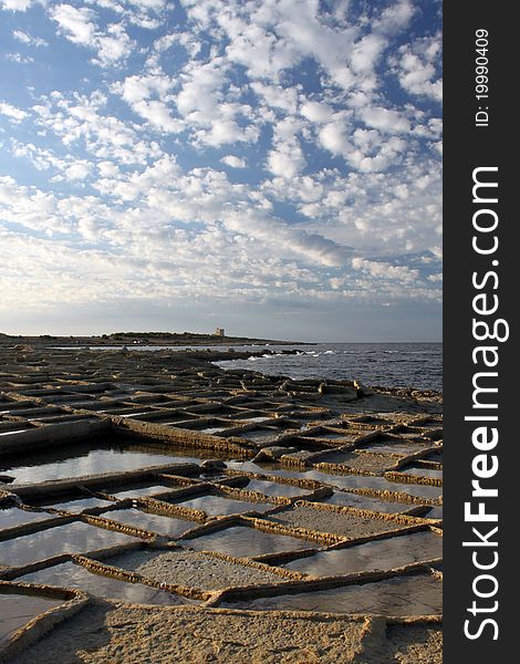 A shot of the Salini (salt pans) of Bahar ic-Caghaq in Malta. A shot of the Salini (salt pans) of Bahar ic-Caghaq in Malta.