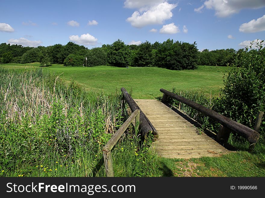 Beautiful scenery of a golf course. Beautiful scenery of a golf course