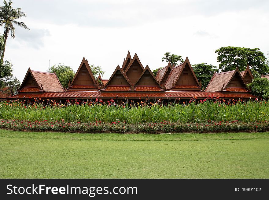 The Traditional Thai house with the garden