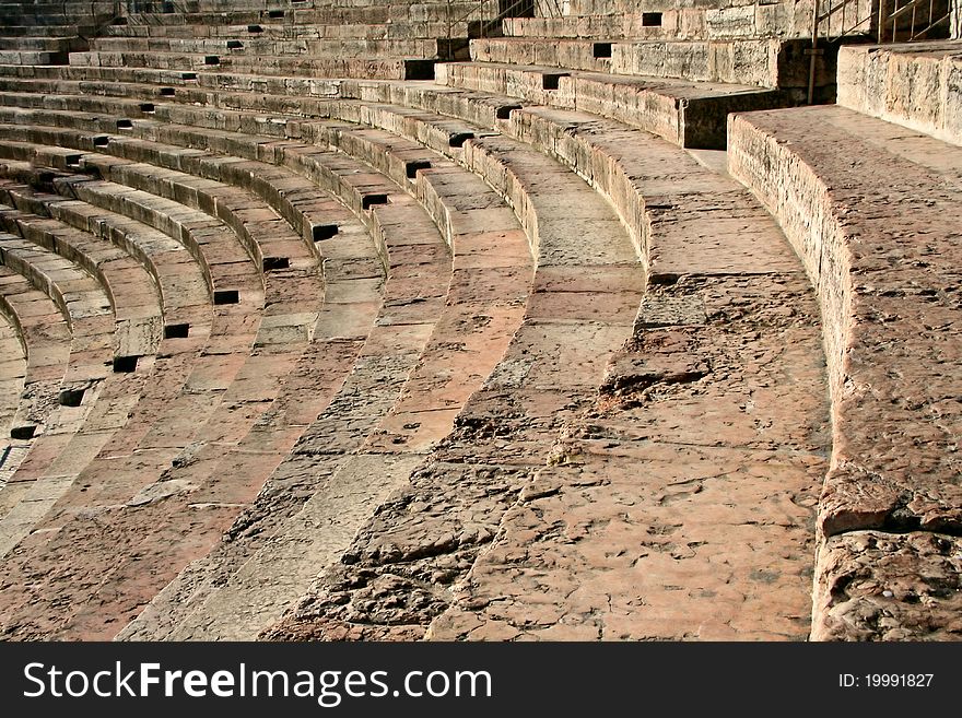 Photos of the amphitheater stage in Verona, Italy.