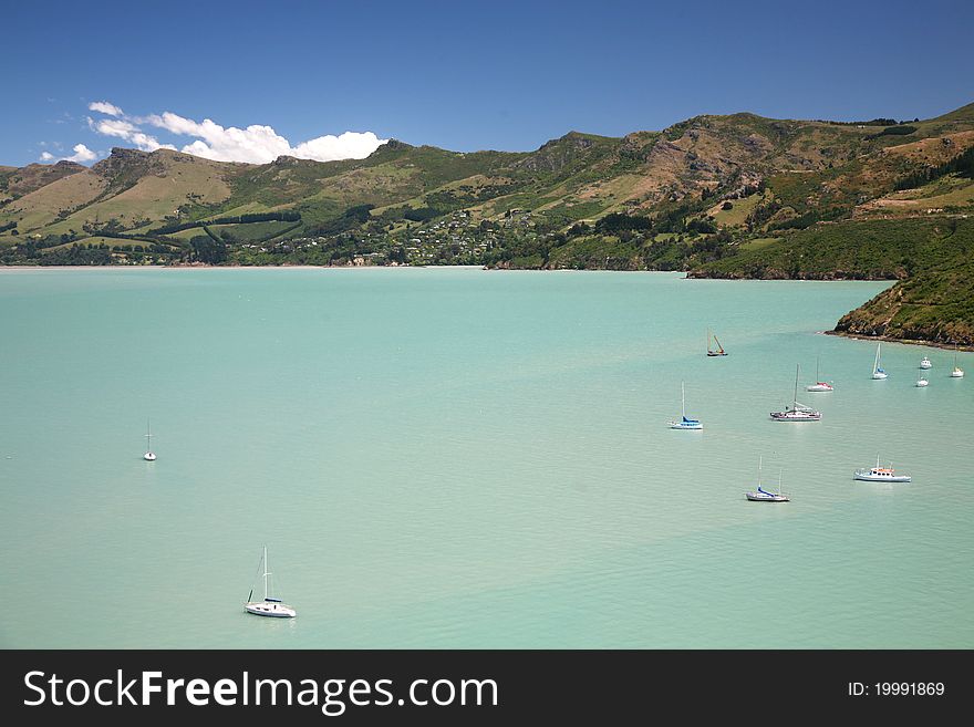 Beautiful akaroa lake south island new zealand. Beautiful akaroa lake south island new zealand