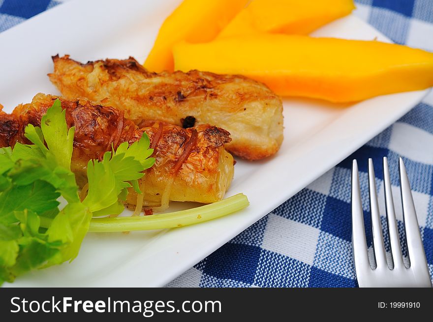 Traditional Fried Mango Prawn Delicacy