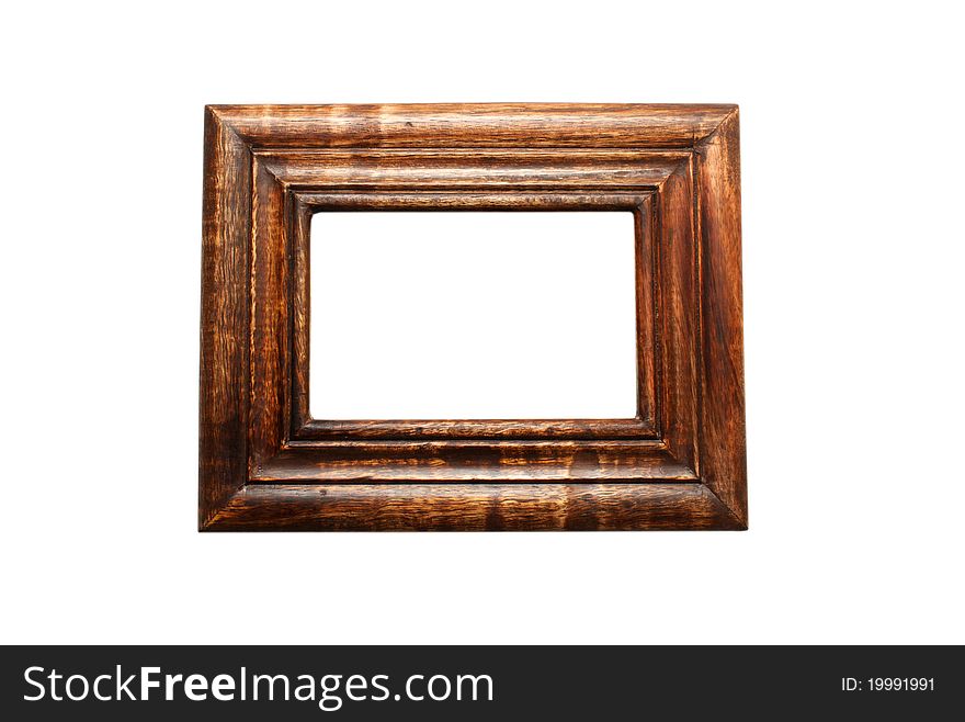 Classic antique wooden frame over white