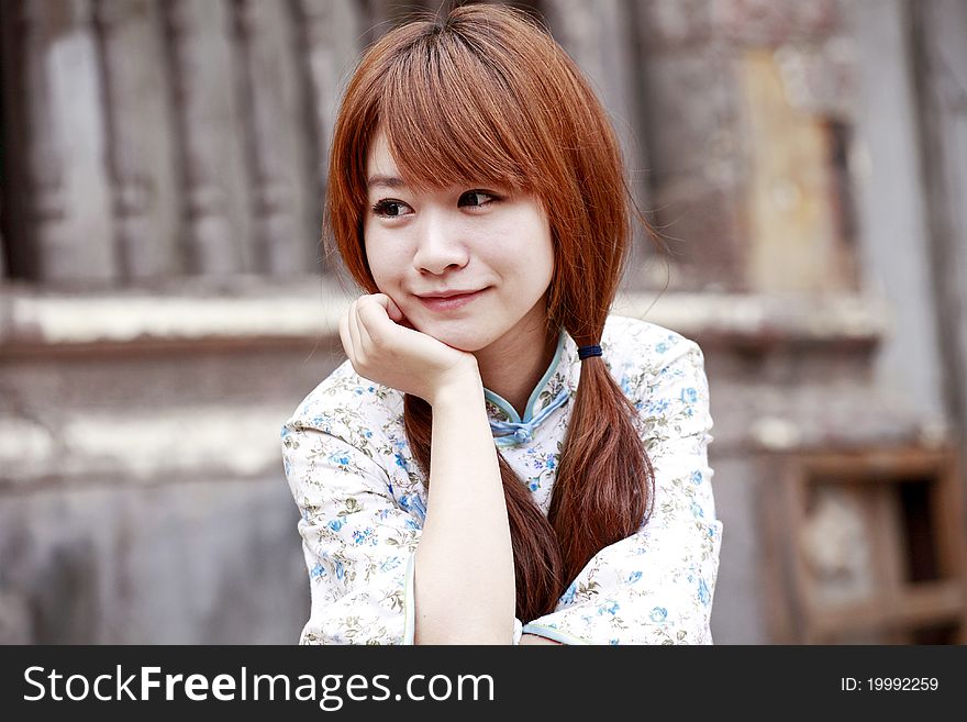 Smiling girl next door outdoor portrait.