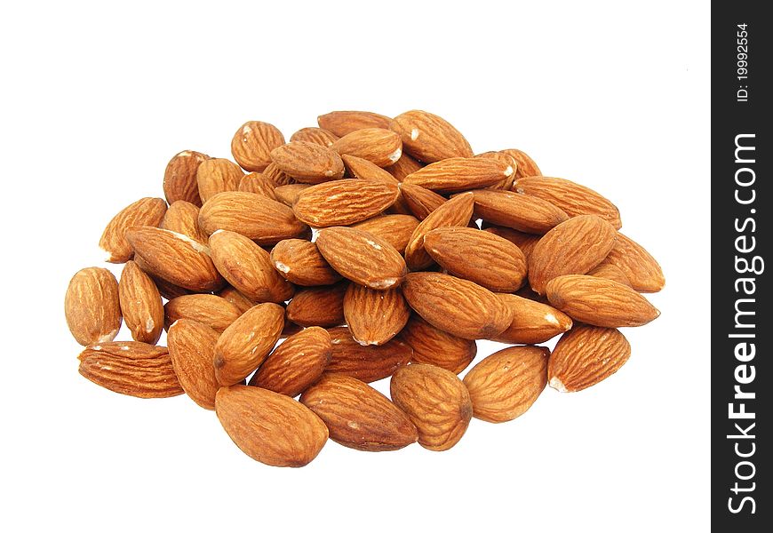 Almond nuts on white background. Almond nuts on white background