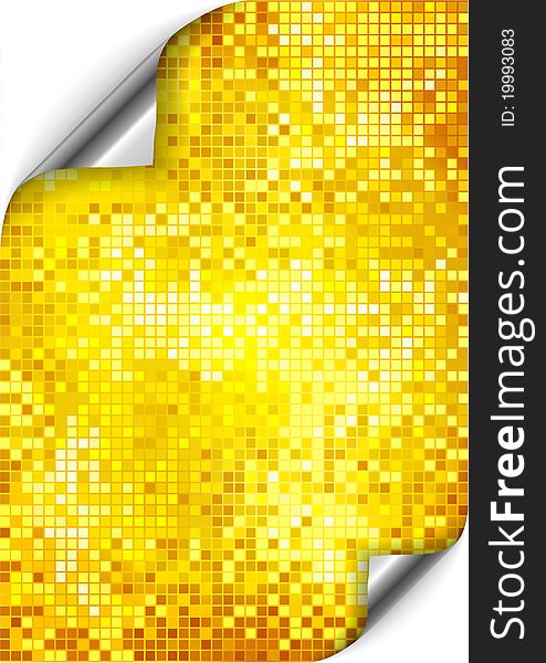 Mosaic from golden pixels and a gradient. Mosaic from golden pixels and a gradient