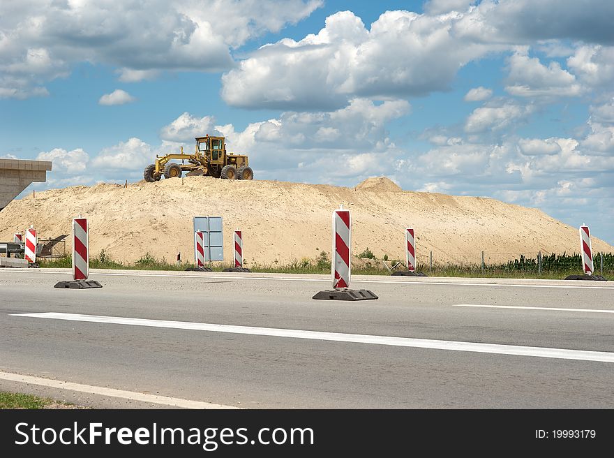 Construction machinery in the construction of highway. Construction machinery in the construction of highway