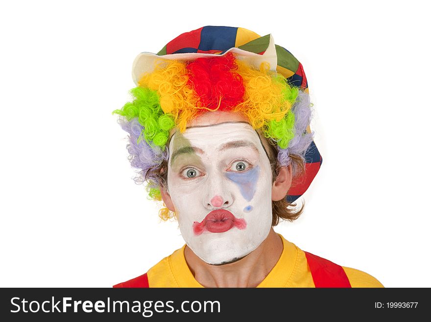 Portrait of colorful Clown isolated on white background