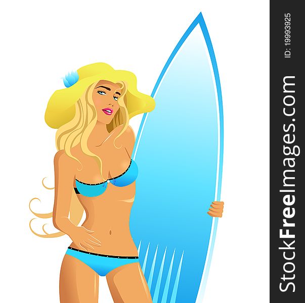 Beautiful girl with a surfboard