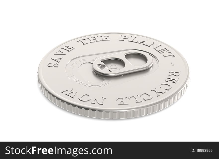 Coin with a can top. Save the planet. Recycle Now. Coin with a can top. Save the planet. Recycle Now.