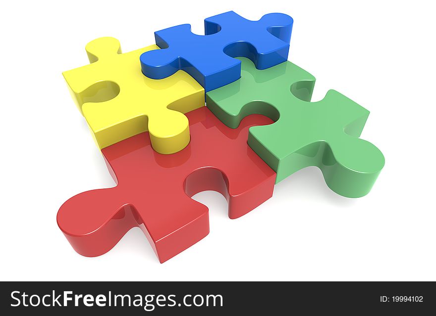 Blue, yellow, red and green Puzzle. Blue, yellow, red and green Puzzle