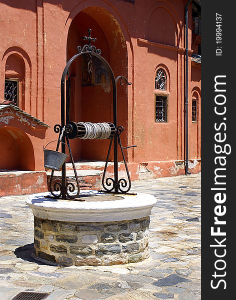 A Well At Monastery Xenofontos On Mount Atho