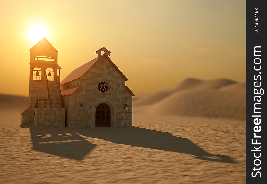 Church on a desert background