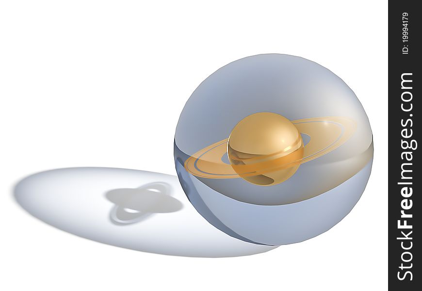 Sphere of Saturn on a white background