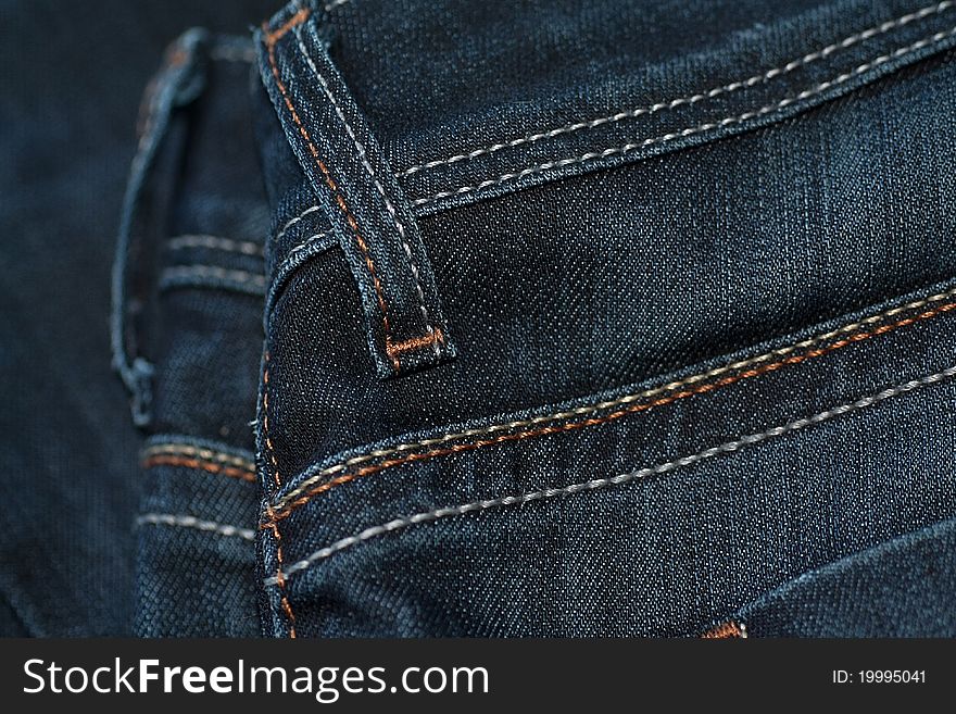 Closeup of blue denim jeans