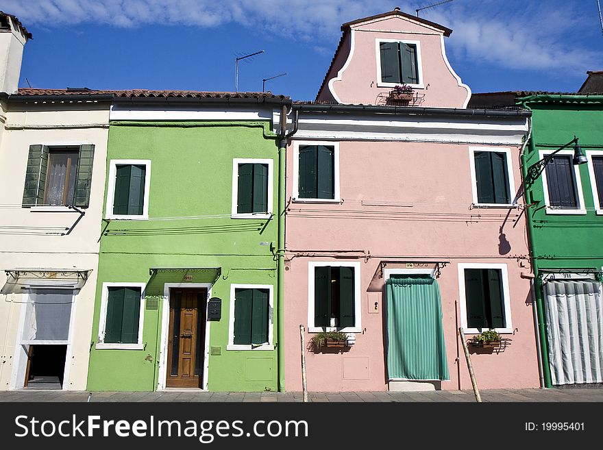 Typical Italian houses at Burano Island next to Venice. Typical Italian houses at Burano Island next to Venice