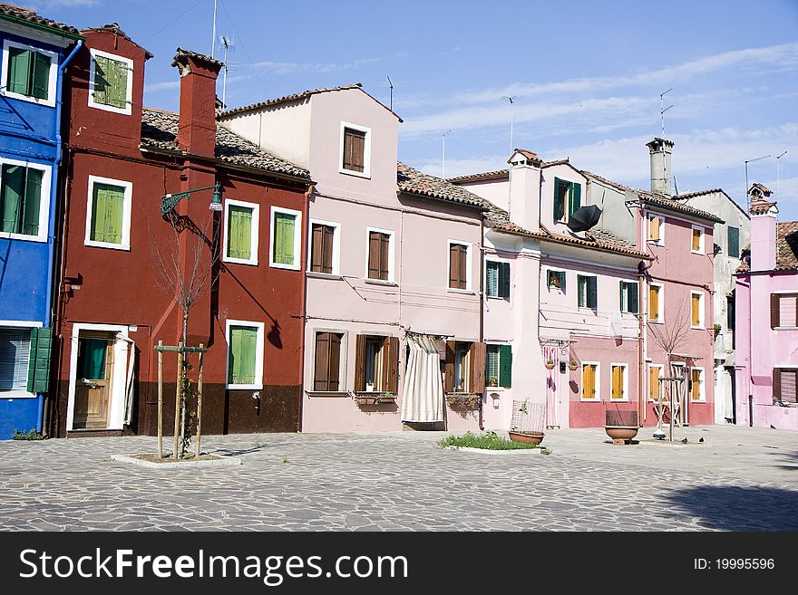 Typical Italian houses at Burano Island next to Venice. Typical Italian houses at Burano Island next to Venice