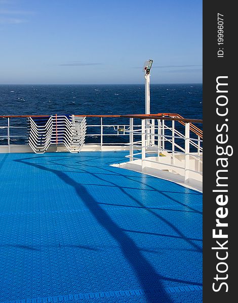 Deck of a cruise liner, peaceful in the sunshine