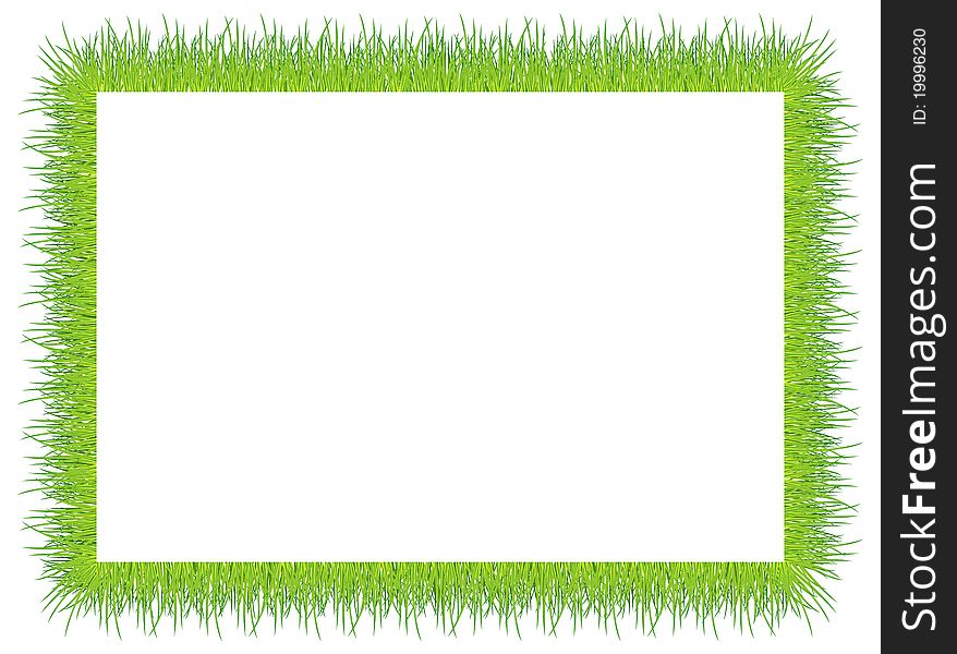 Frame with green grass on white background illustration