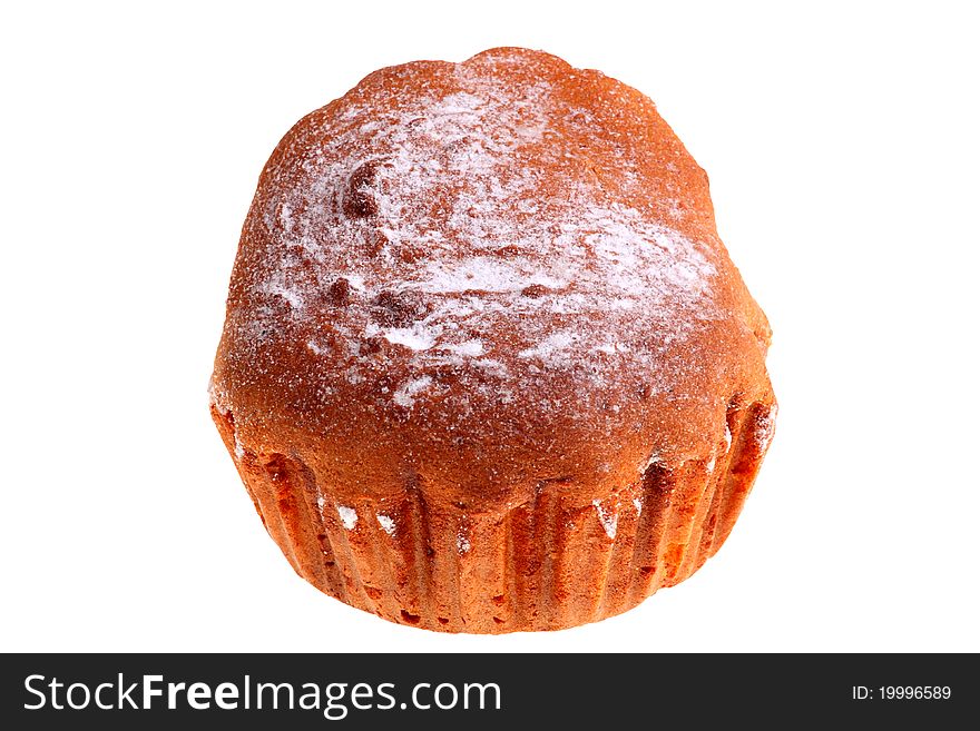 Fresh baked muffin with sugar isolated. Fresh baked muffin with sugar isolated