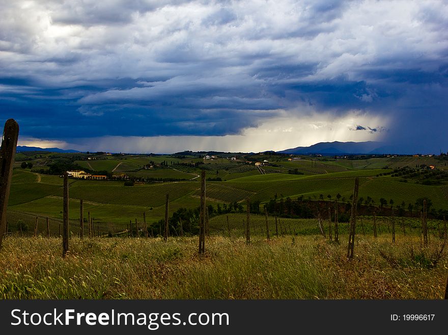 A moving spring thunderstorm over tuscany hills near Florence. Shot taken on may 2011. A moving spring thunderstorm over tuscany hills near Florence. Shot taken on may 2011