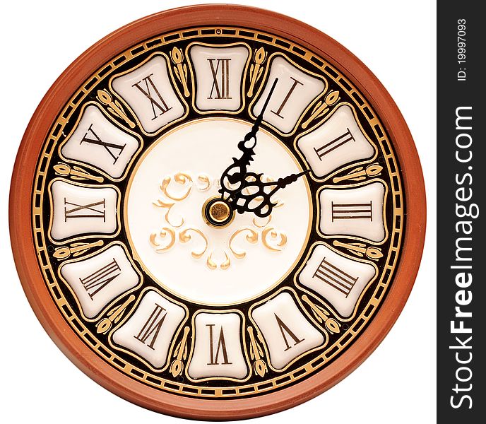 Time concept - vintage clock face on white