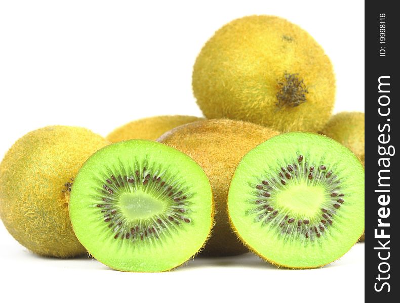 Sweet kiwi fruit isolated on the white background