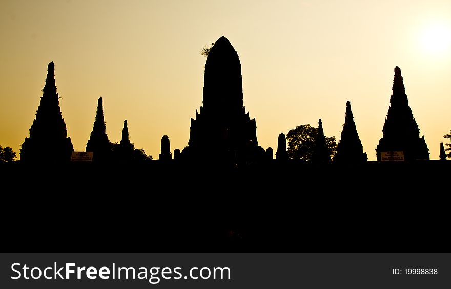 The Scene of Thailand about Silhouette Pagoda. The Scene of Thailand about Silhouette Pagoda