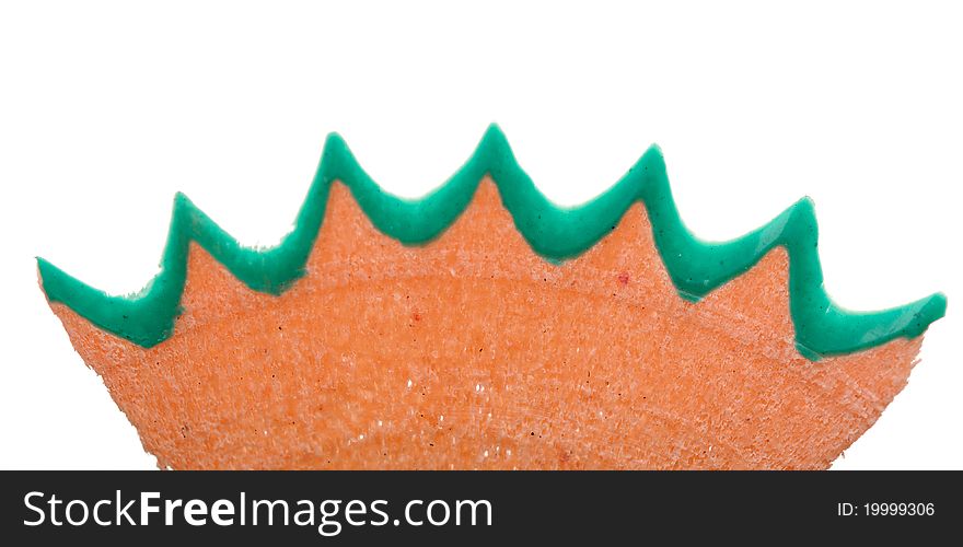 Closeup crayon shavings on white background