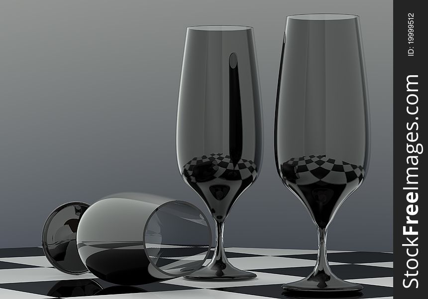 Computer generated image , three glasses