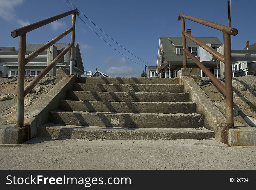 Concrete Steps up from the beach to the road