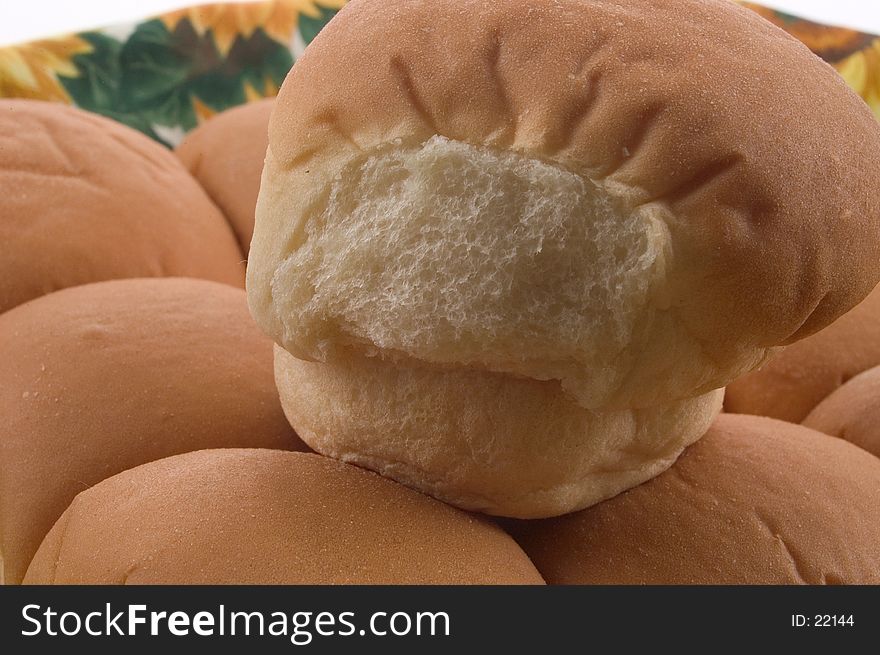 Close up of dinner rolls in a basket