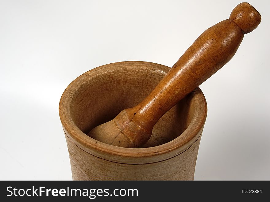 Photo of Wooden Mortar and Pestle.