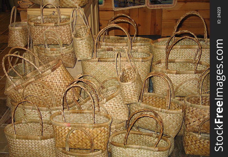 Tropical plaited bags