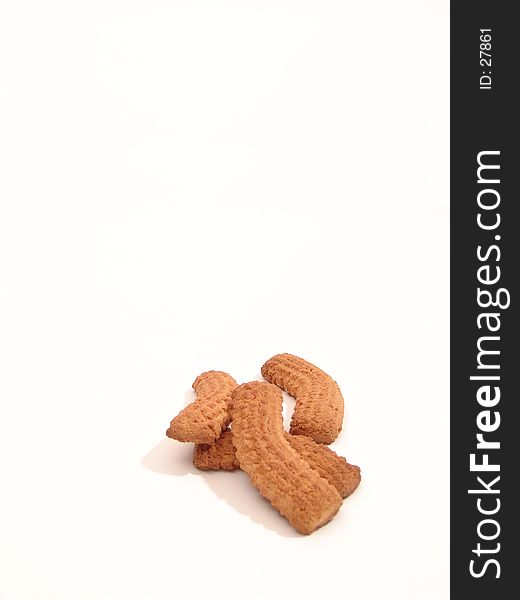 Four cookies isolated on a white background