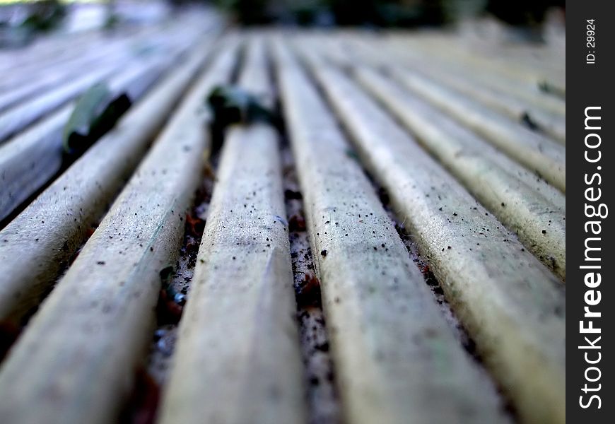 A close up of some decking, strong perspective