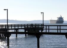 Old Pier And Ship Royalty Free Stock Photography