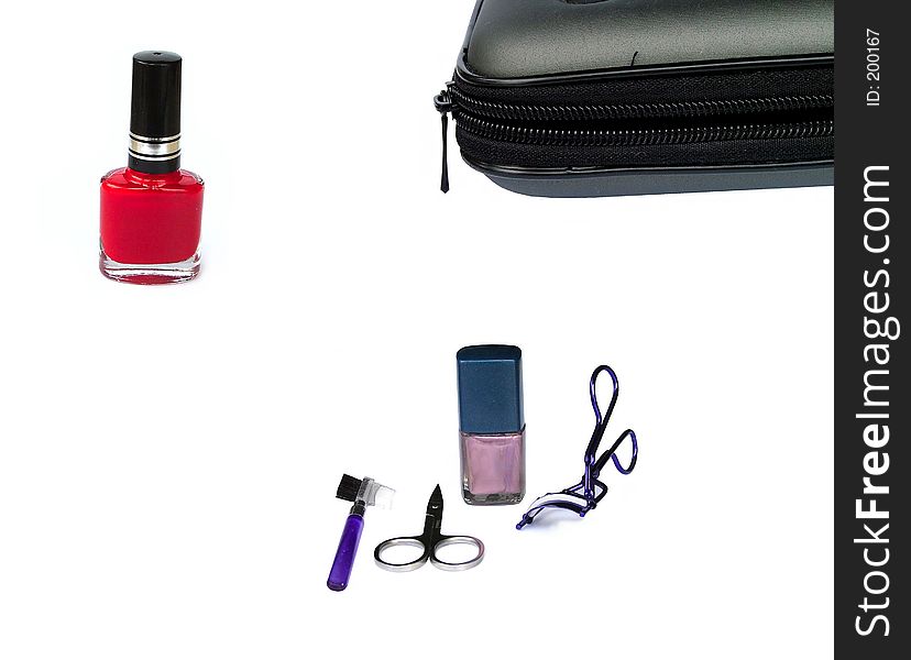Makeup bag and utensils