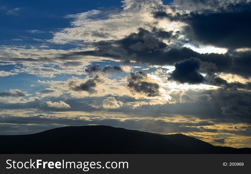 Clouds over the montains. Clouds over the montains