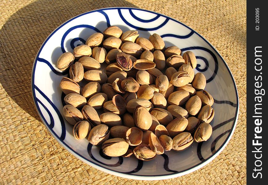 Plate of pistachios