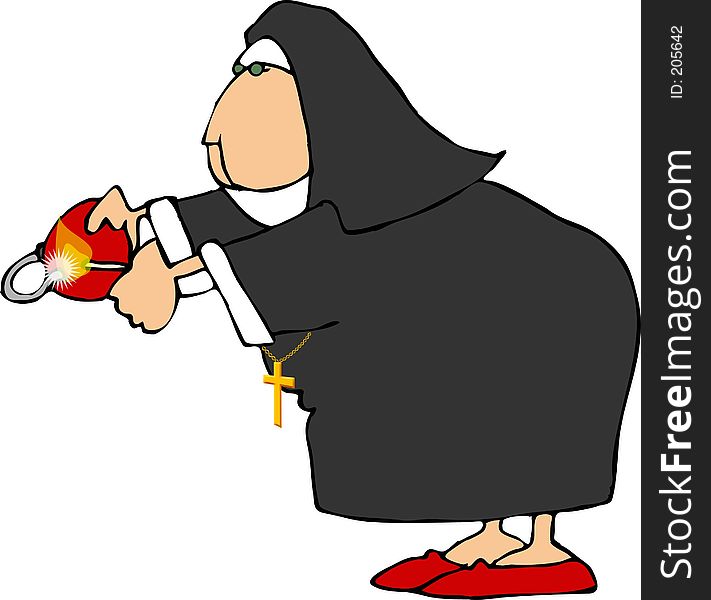 This illustration that I created depicts a Catholic Nun lighting a bomb. This illustration that I created depicts a Catholic Nun lighting a bomb.