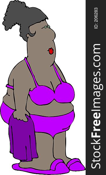 This illustration that I created depicts a chubby black woman in a bikini. This illustration that I created depicts a chubby black woman in a bikini.