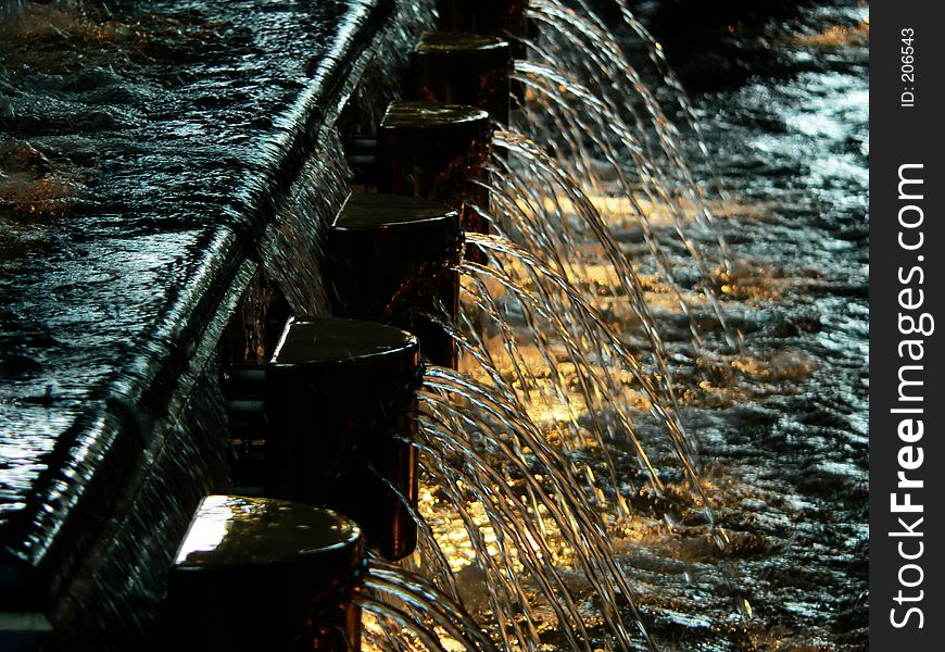 Water fountain and lights