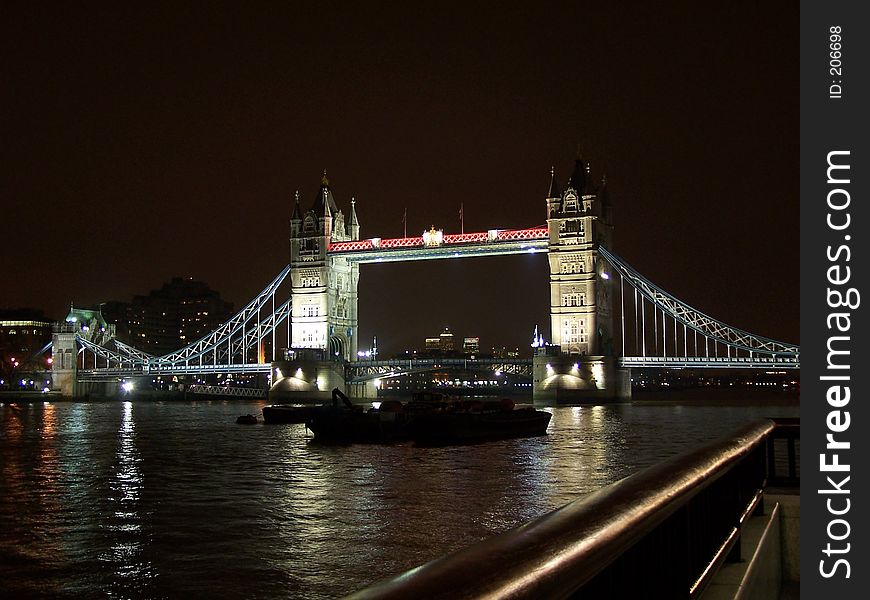 The famous Tower bridge at night central London