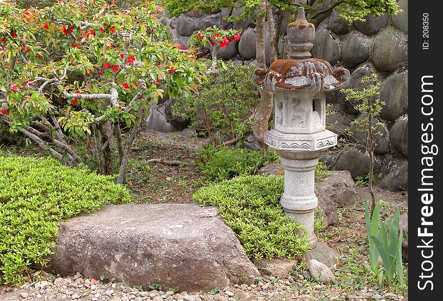 Garden with stone lantern