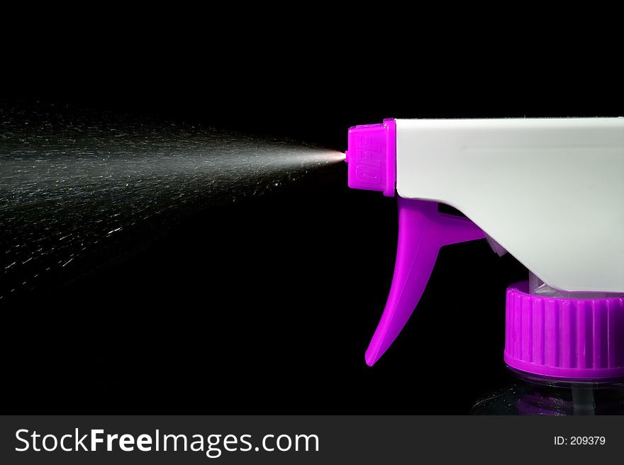 Spray from bottle. Spray from bottle